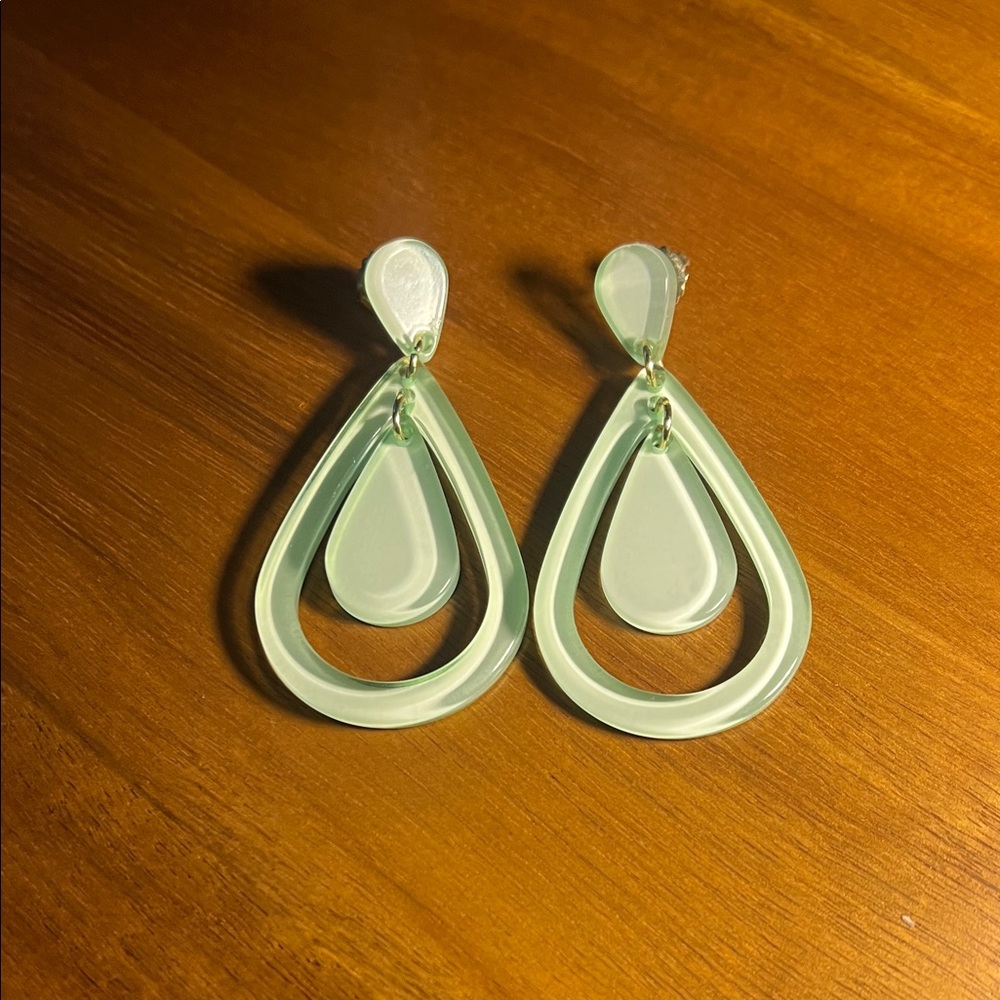 Elegant Acrylic Mint Green Teardrop Earrings